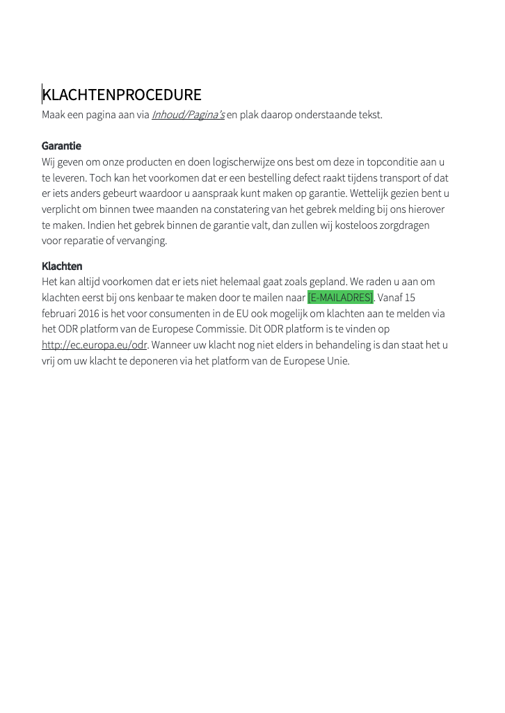 Klachtenprocedure Klachtenprocedure